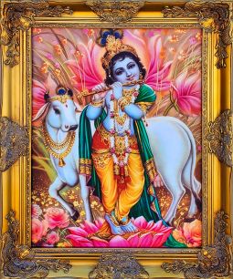 Framed Canvas Sweet Gopal with Cow